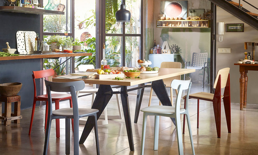 Vitra ヴィトラ EM Table EM テーブル ダイニングテーブル サイズ：4種類 天板：HPL ラミネート 2種類 ベースカラー：7色 デザイン：ジャン・プルーヴェ
