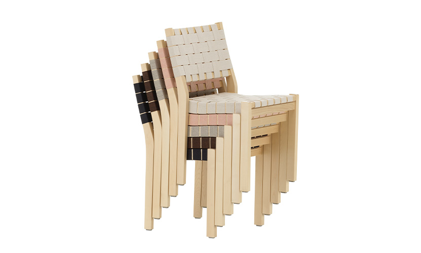 Artek アルテック 611 CHAIR 611チェア スタッキングチェア バーチ ナチュラルラッカー ウェビングテープ:6色 デザイン:アルヴァ・アアルト Artek アルテック 611 CHAIR 611チェア スタッキングチェア バーチ ナチュラルラッカー ウェビングテープ:6色 デザイン:アルヴァ・アアルト