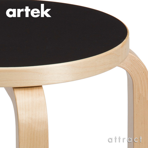 Artek アルテック 64 HIGH STOOL 64 ハイスツール 高さ：2タイプ（65cm・75cm） 座面（ブラックリノリウム） 脚部（クリアラッカー仕上げ） デザイン：アルヴァ・アアルト