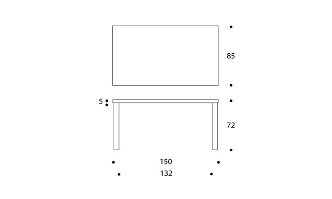Artek アルテック TABLE 82A テーブル 82A サイズ：150×85cm （厚み