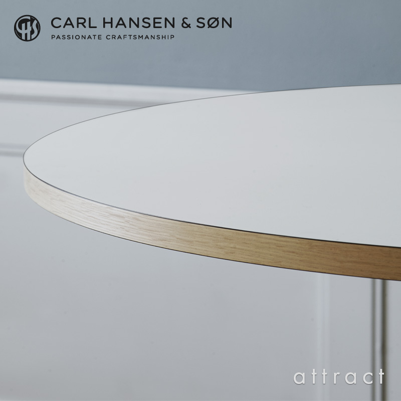 Carl Hansen & Son カールハンセン＆サン E020 Embrace Table エンブレイス テーブル ダイニングテーブル サイズ：Φ79.5×H74cm オーク ホワイトオイル仕上げ 支柱：ステンレス デザイン：Eoos イーオス