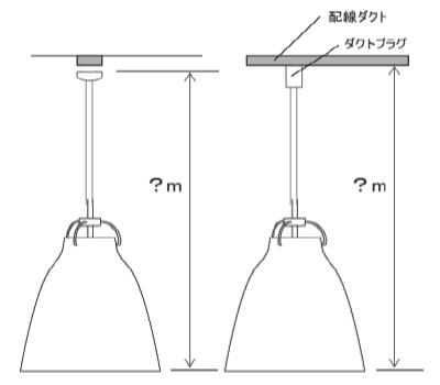 引掛シーリングキャップ（ダクトプラグ）上端から本体シェードを含めた器具下端までの製品の全長