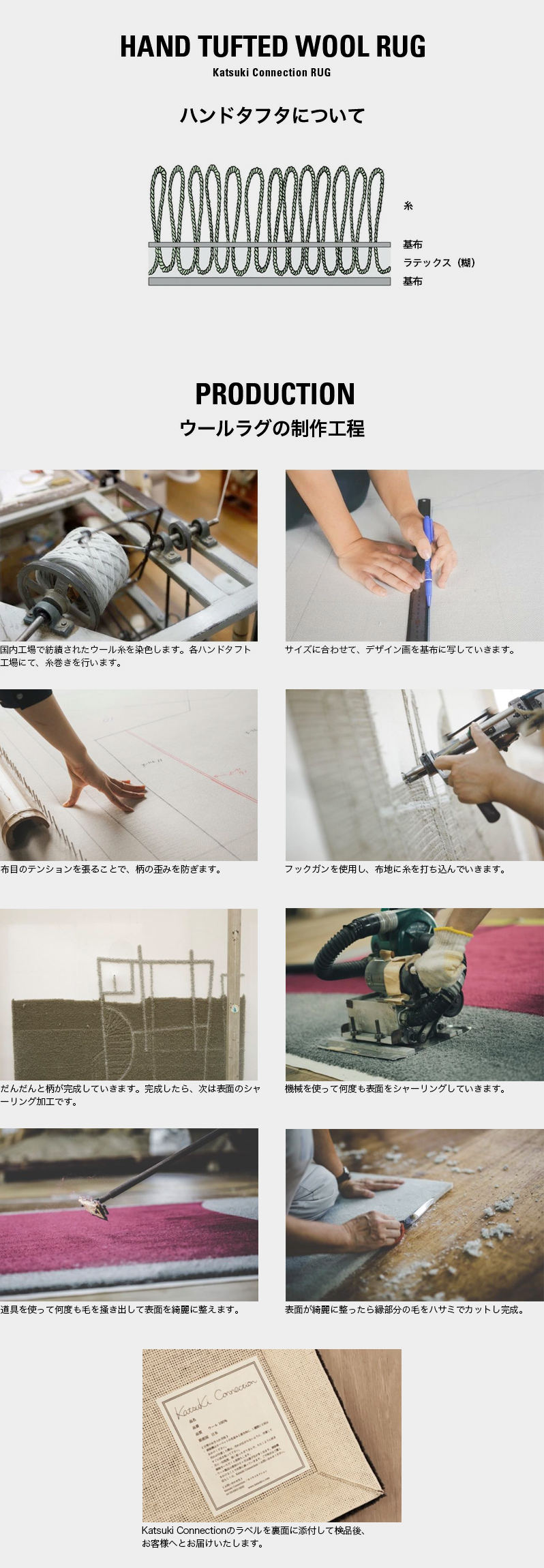 ウールラグの制作工程 ウールラグの制作工程