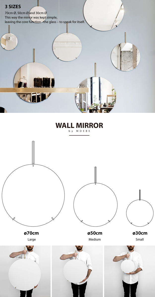 MOEBE ムーベ WALL MIRROR ウォールミラー 壁掛け鏡 Φ70cm カラー：3色