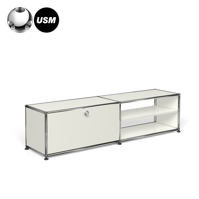 USM Modular Furniture USMモジュラーファニチャー USMハラー テレビボード （ドロップダウンドアx1・ディバイダーシェルフx1） サイズ：W1523×D373×H390mm