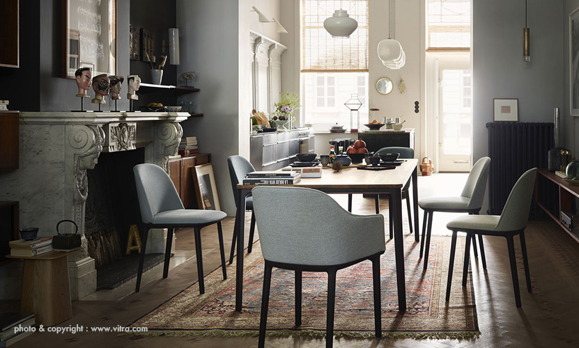 Vitra ヴィトラ Softshell Chair ソフトシェル チェア 4レッグ ベースカラー:ベーシックダーク ファブリック:F30(Plano) デザイン:ロナン & エルワン・ブルレック