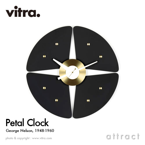 Vitra ヴィトラ Petal Clock ペタルクロック Wall Clock ウォールクロック カラー：ブラック×ブラス デザイン：ジョージ・ネルソン
