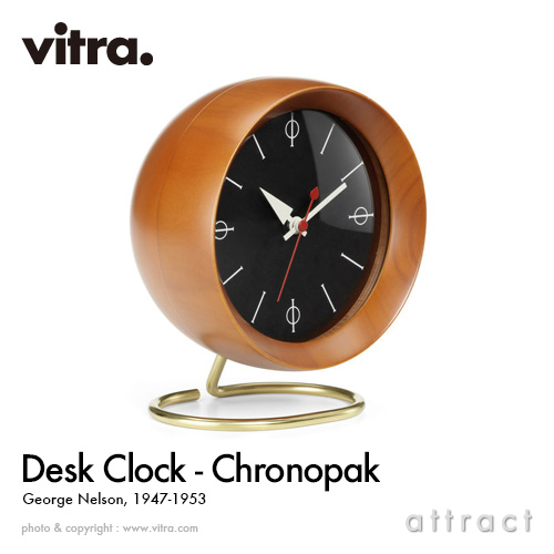 Vitra ヴィトラ Desk Clocks デスククロック Chronopak クロノパック テーブルクロック 置き時計 カラー：ウォルナット ムーブメント：ドイツ製クオーツ デザイン：ジョージ・ネルソン
