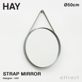 HAY ヘイ Strap Mirror ストラップミラー Φ50cm ウォールミラー 壁掛け 鏡 丸型 カラー：2色