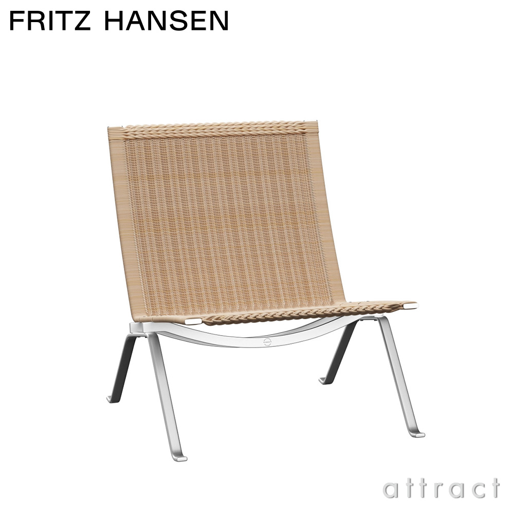 FRITZ HANSEN フリッツ・ハンセン PK22 ラウンジチェア カラー：籐 サテン仕上げステンレススチールベース デザイン：ポール・ケアホルム