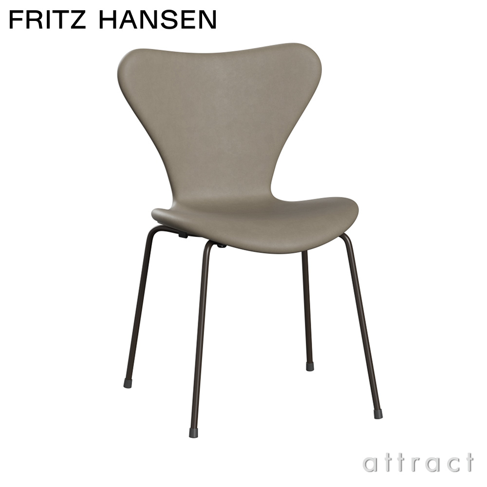 FRITZ HANSEN フリッツ・ハンセン SERIES 7 セブンチェア 3107 チェア フルパディング エッセンシャルレザー カラー：ライトグレー ベースカラー：ブラウンブロンズ粉体塗装 デザイン：アルネ・ヤコブセン