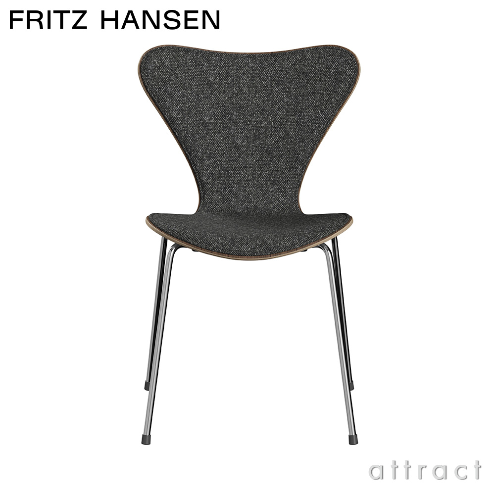 FRITZ HANSEN フリッツ・ハンセン SERIES 7 セブンチェア 3107 チェア フロントパディング ナチュラルウッド 背座：ウォルナット 張地：グレースレザー・ヴァニール ベースカラー：クローム仕上げ デザイン：アルネ・ヤコブセン ※アームなし