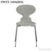 FRITZ HANSEN フリッツ・ハンセン ANT アリンコチェア 3101 チェア フロントパディング 4本脚 カラードアッシュ カラー：ホワイト 張地：Hallingdal ハリンダル ファブリックカラー：ホワイト/グレー（110） ベースカラー：クローム仕上げ デザイン：アルネ・ヤコブセン