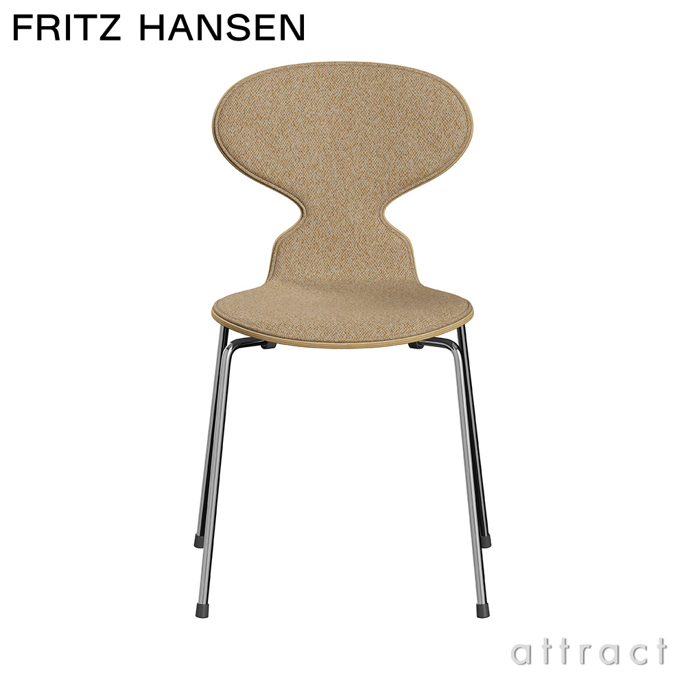 FRITZ HANSEN フリッツ・ハンセン ANT アリンコチェア 3101 チェア フロントパディング 4本脚 ナチュラルウッド カラー：オーク 張地：Vanir ヴァニール ファブリックカラー：ベージュマスタード（413） ベースカラー：クローム仕上げ デザイン：アルネ・ヤコブセン