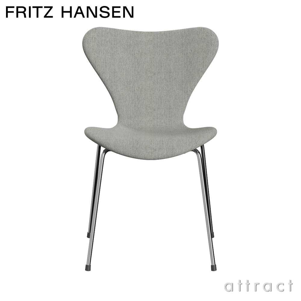 FRITZ HANSEN フリッツ・ハンセン SERIES 7 セブンチェア 3107 チェア フルパディング 張地：HALLINGDAL ハリンダル ファブリックカラー：ホワイト/グレー（110） ベースカラー：クローム仕上げ デザイン：アルネ・ヤコブセン