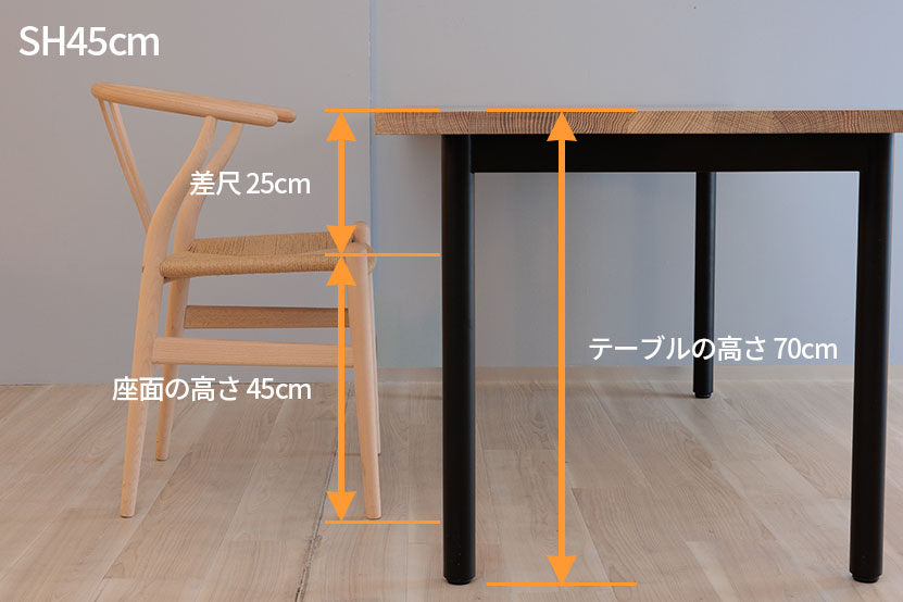 高さ70cmのテーブルと合わせた場合