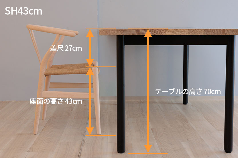 高さ70cmのテーブルと合わせた場合